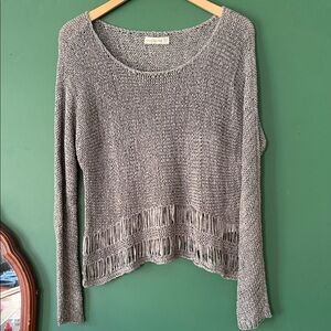 Abercrombie & Fitch Crochet Grey Knit Womens XS/S Sweater Boho